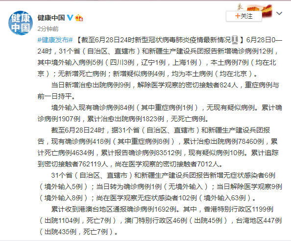 31省区市新增确诊7例均为境外输入.31省区市新增确诊9例均为境外输入-第1张图片