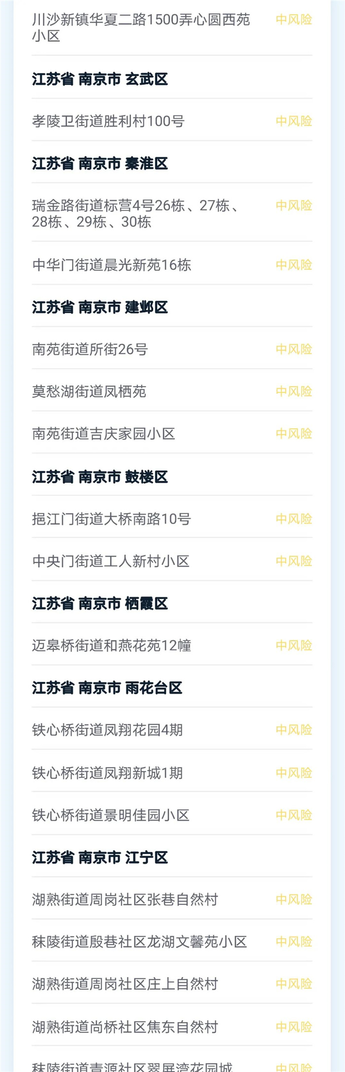 南京新增1个高风险5个中风险地区-南京现有1个高风险20个中风险地区-第3张图片
