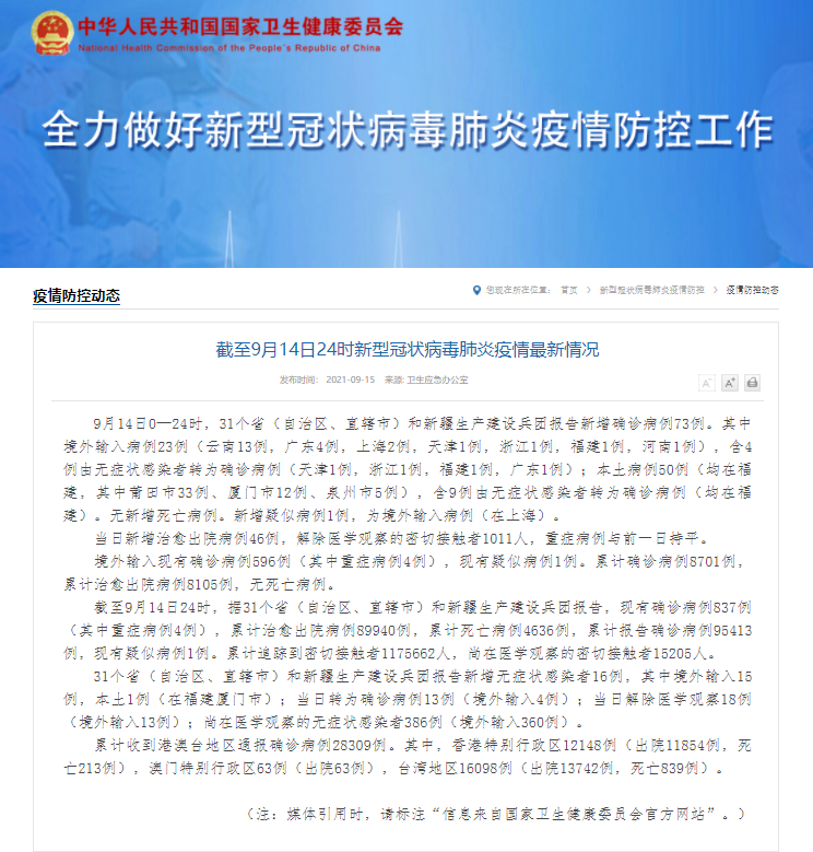 31省新增本土确诊44例.31省新增确诊92例 本土73例-第1张图片